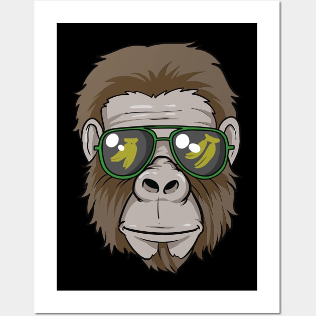 Cool Gorilla with glasses Wall Art by Luxara